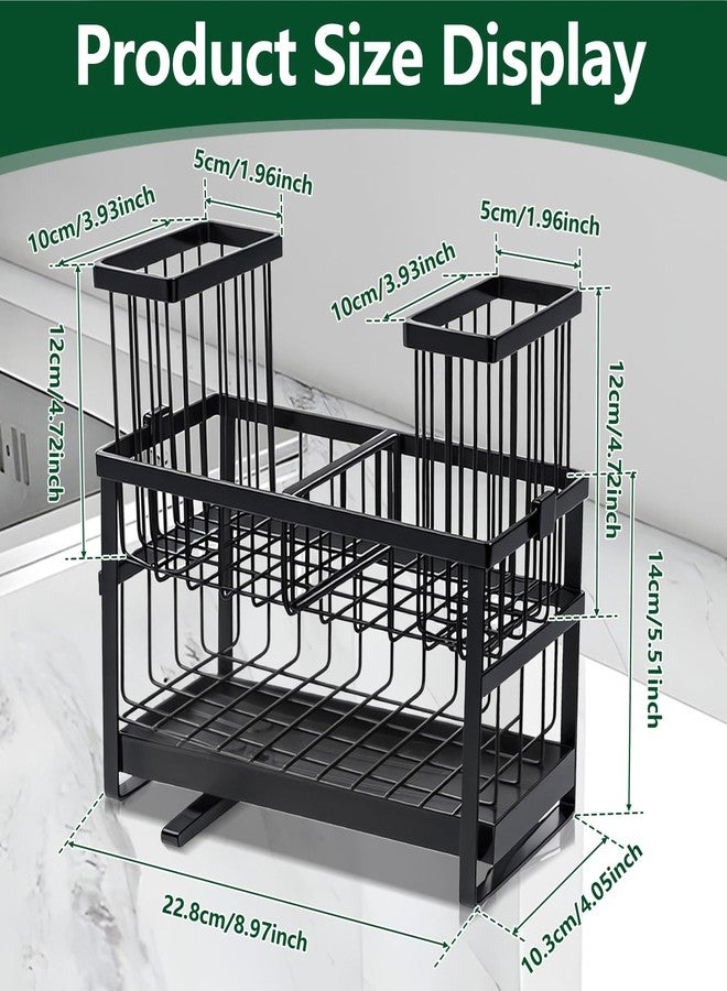 Essovee Sponge Holder for Kitchen Sink Organizer Caddy, 2 Tier Dish Brush Scrubber Holder, Stainless Steel Sink Box Utensil Holder, Rustproof Stainless Steel Dish Soap Storage Rack Set for Accessories - Image 2